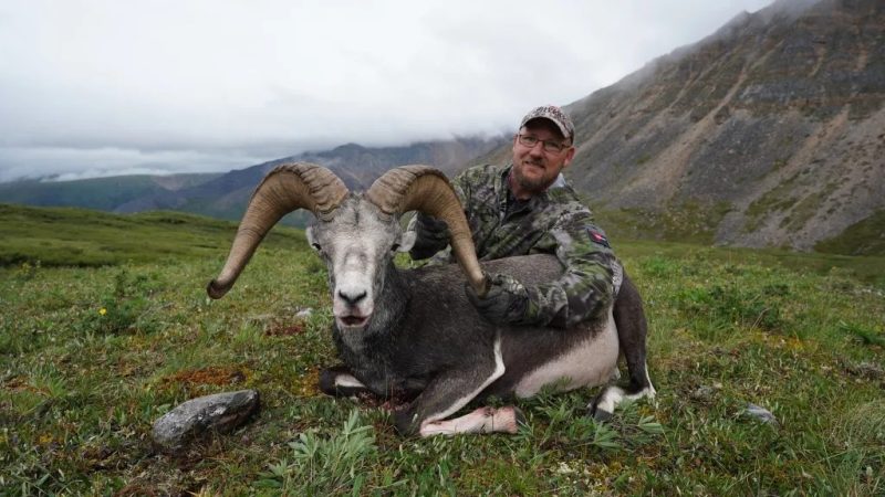 Kryptek Prostaff member Dan Catlin with a Stone Sheep he hunted.