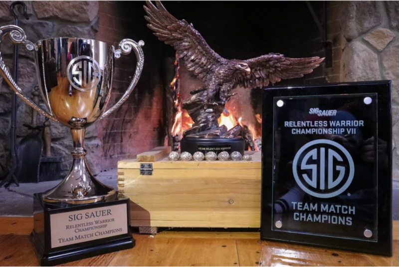 The Team Match Champions trophies from the 2025 Relentless Warrior Championship VII. 