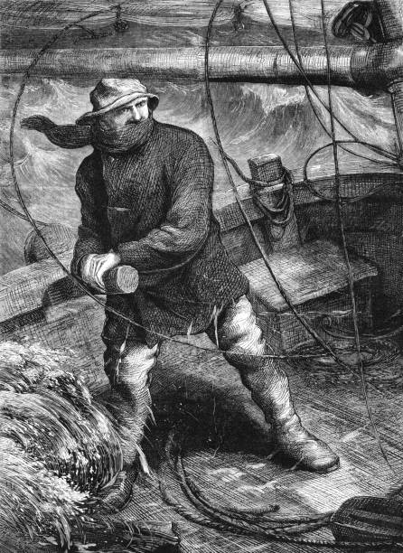 19th century mariner in waxed cotton snivel gear
