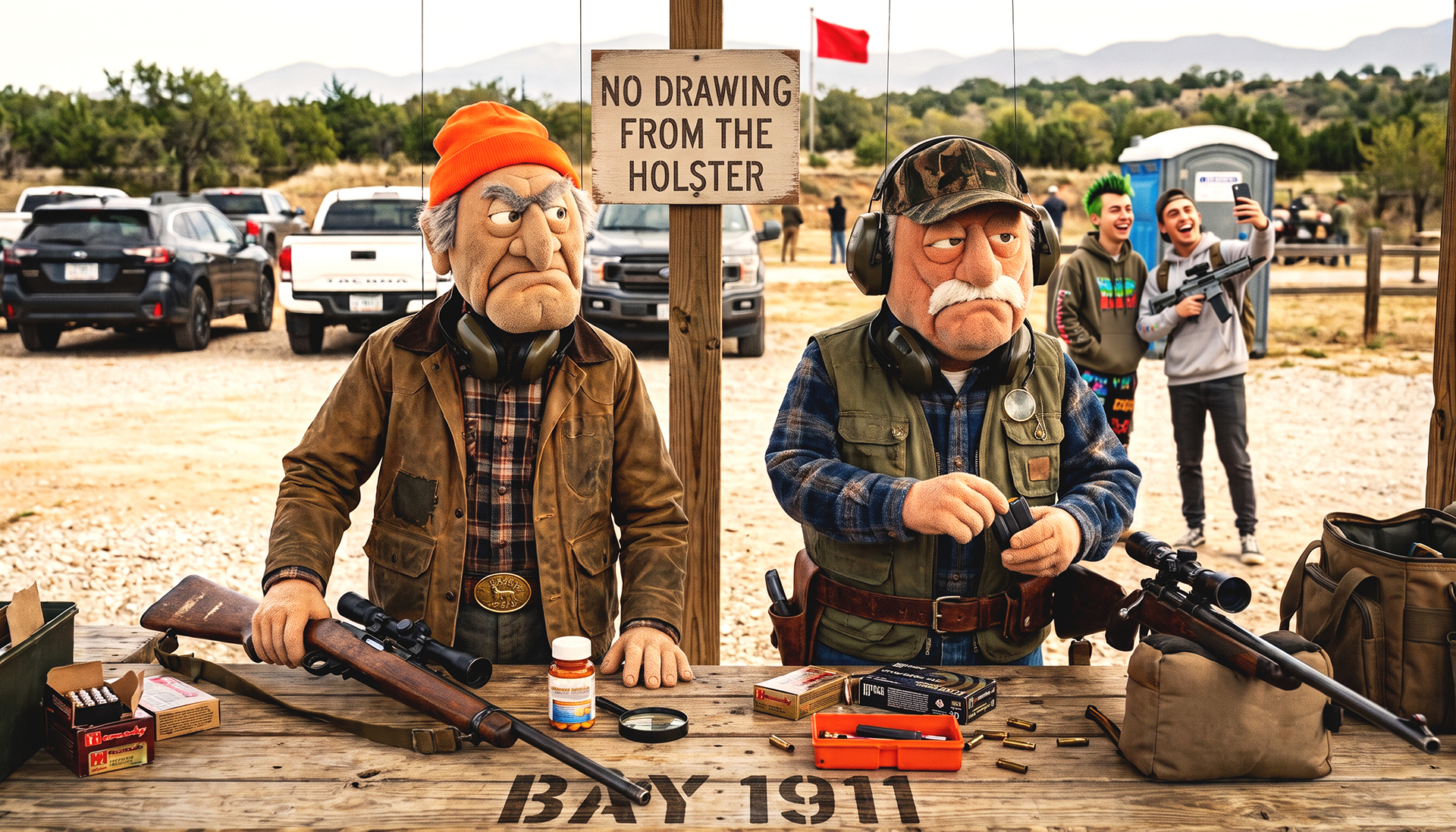 back-in-my-day-fudds Kids today! Two Fudds watching in disapproval.