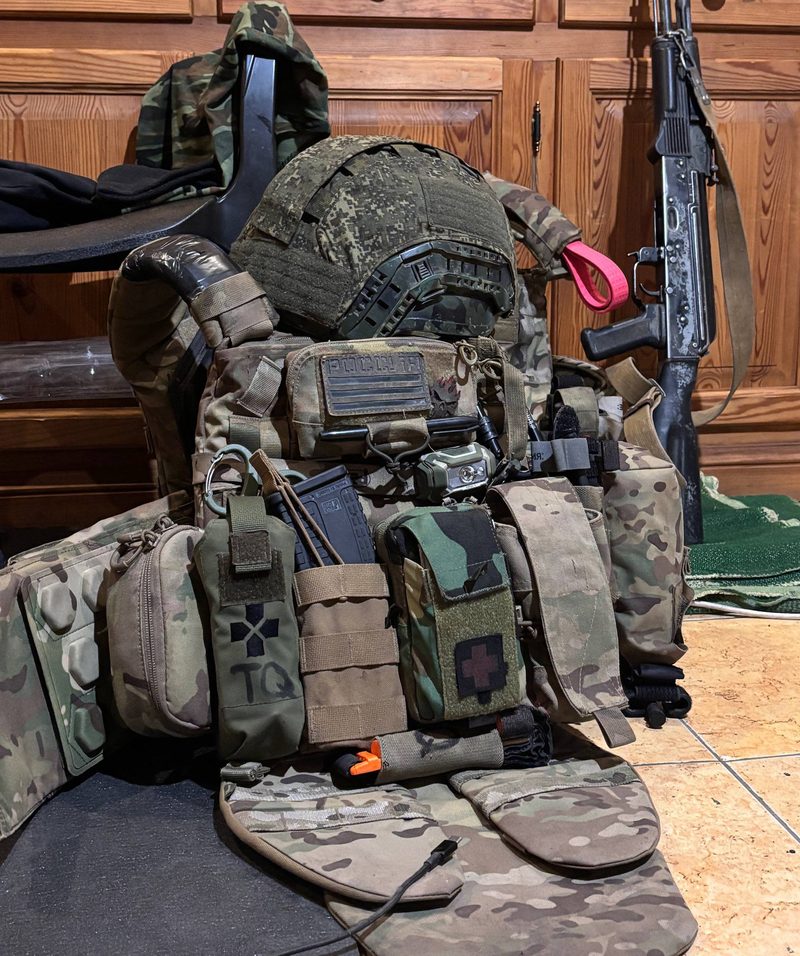 Russian drone operator chest rig as configured by a drone operator.